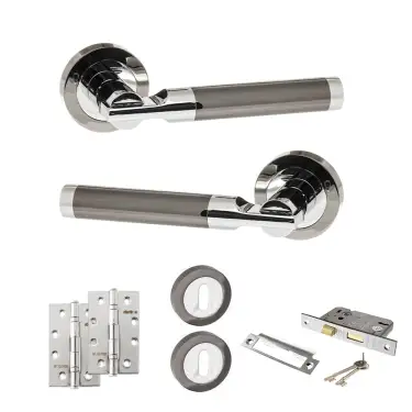 Click Here To Enlarge This Photo Of Atlantic - S36RBNPC STATUS Dakota Door Handle Pack - Black Nickel/Polished Chrome