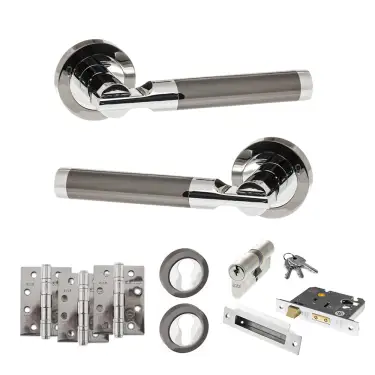 Click Here To Enlarge This Photo Of Atlantic - S36RBNPC STATUS Dakota Door Handle Pack - Black Nickel/Polished Chrome
