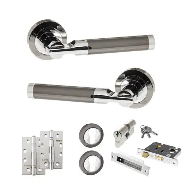 Click Here To Enlarge This Photo Of Atlantic - S36RBNPC STATUS Dakota Door Handle Pack - Black Nickel/Polished Chrome
