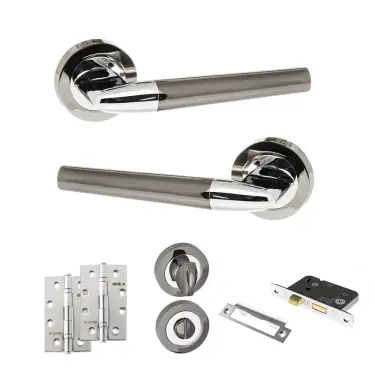 Click Here To Enlarge This Photo Of Atlantic - S37RBNPC STATUS Tennessee Door Handle Pack - Black Nickel/Polished Chrome