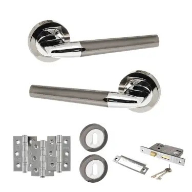 Click Here To Enlarge This Photo Of Atlantic - S37RBNPC STATUS Tennessee Door Handle Pack - Black Nickel/Polished Chrome