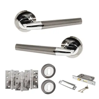 Click Here To Enlarge This Photo Of Atlantic - S37RBNPC STATUS Tennessee Door Handle Pack - Black Nickel/Polished Chrome