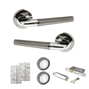 Click Here To Enlarge This Photo Of Atlantic - S37RBNPC STATUS Tennessee Door Handle Pack - Black Nickel/Polished Chrome