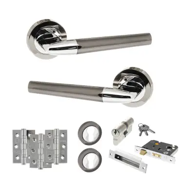 Click Here To Enlarge This Photo Of Atlantic - S37RBNPC STATUS Tennessee Door Handle Pack - Black Nickel/Polished Chrome