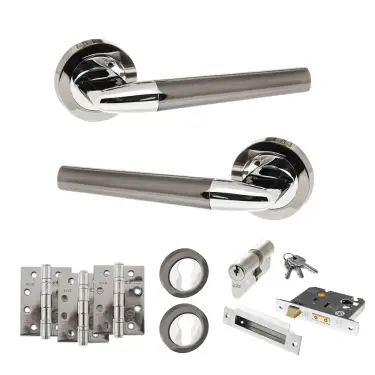 Click Here To Enlarge This Photo Of Atlantic - S37RBNPC STATUS Tennessee Door Handle Pack - Black Nickel/Polished Chrome