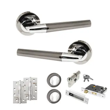 Click Here To Enlarge This Photo Of Atlantic - S37RBNPC STATUS Tennessee Door Handle Pack - Black Nickel/Polished Chrome