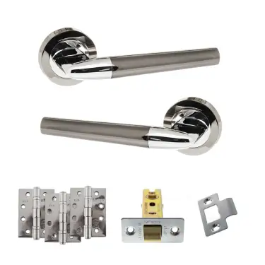Click Here To Enlarge This Photo Of Atlantic - S37RBNPC STATUS Tennessee Door Handle Pack - Black Nickel/Polished Chrome