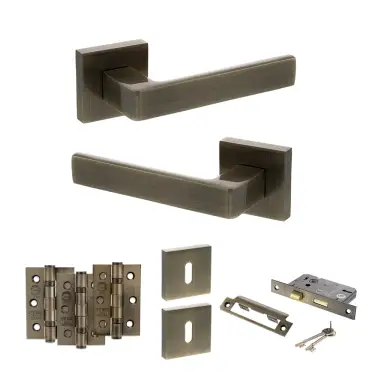 Click Here To Enlarge This Photo Of Atlantic - S40SAB STATUS Montana Door Handle Pack - Antique Brass