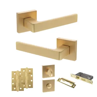 Click Here To Enlarge This Photo Of Atlantic - S40SSB STATUS Montana Door Handle Pack - Satin Brass