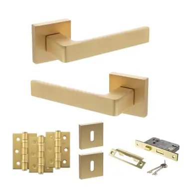 Click Here To Enlarge This Photo Of Atlantic - S40SSB STATUS Montana Door Handle Pack - Satin Brass