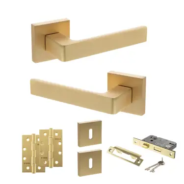 Click Here To Enlarge This Photo Of Atlantic - S40SSB STATUS Montana Door Handle Pack - Satin Brass