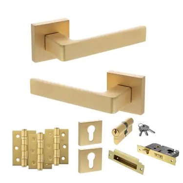 Click Here To Enlarge This Photo Of Atlantic - S40SSB STATUS Montana Door Handle Pack - Satin Brass