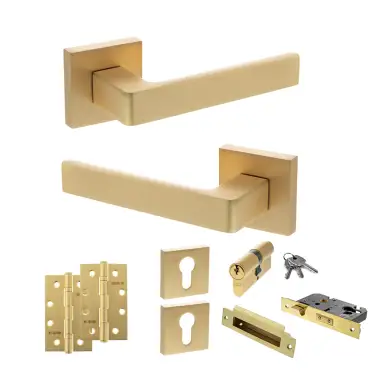 Click Here To Enlarge This Photo Of Atlantic - S40SSB STATUS Montana Door Handle Pack - Satin Brass