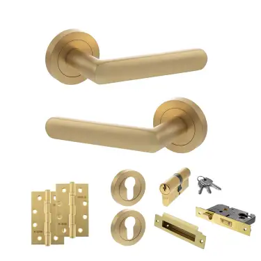 Click Here To Enlarge This Photo Of Atlantic - S42RSB STATUS Carolina Door Handle Pack - Satin Brass