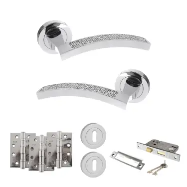 Click Here To Enlarge This Photo Of Atlantic - SPM167CRCP Senza Pari Crystal Door Handle Pack - Polished Chrome