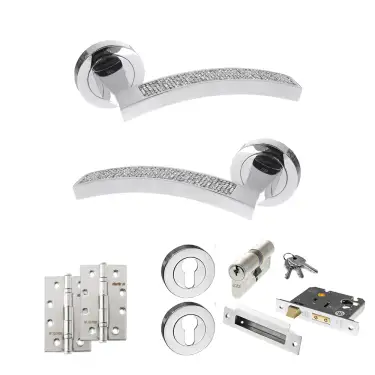 Click Here To Enlarge This Photo Of Atlantic - SPM167CRCP Senza Pari Crystal Door Handle Pack - Polished Chrome