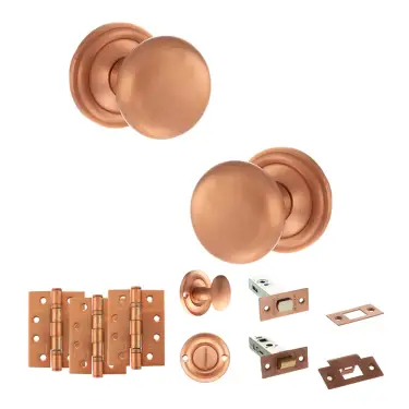 Click Here To Enlarge This Photo Of Atlantic - OE58MMKUSC Old English Harrogate Door Knob Pack - Urban Satin Copper