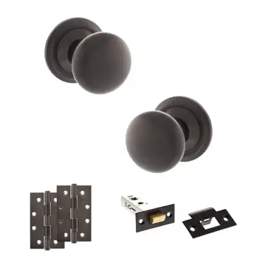 Click Here To Enlarge This Photo Of Atlantic - OE58MMKUDB Old English Harrogate Door Knob Pack - Urban Dark Bronze