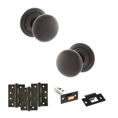 Click Here To Enlarge This Photo Of Atlantic - OE58MMKUDB Old English Harrogate Door Knob Pack - Urban Dark Bronze
