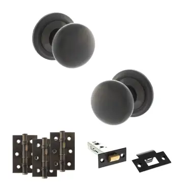 Click Here To Enlarge This Photo Of Atlantic - OE58MMKUDB Old English Harrogate Door Knob Pack - Urban Dark Bronze