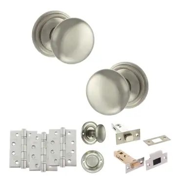Click Here To Enlarge This Photo Of Atlantic - OE58MMKSN Old English Harrogate Door Knob Pack - Satin Nickel