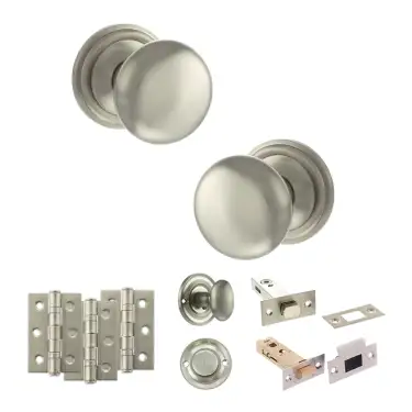 Click Here To Enlarge This Photo Of Atlantic - OE58MMKSN Old English Harrogate Door Knob Pack - Satin Nickel