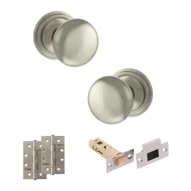 Click Here To Enlarge This Photo Of Atlantic - OE58MMKSN Old English Harrogate Door Knob Pack - Satin Nickel