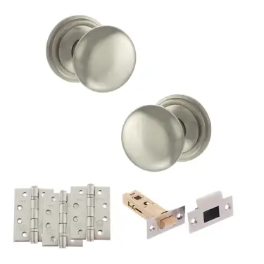 Click Here To Enlarge This Photo Of Atlantic - OE58MMKSN Old English Harrogate Door Knob Pack - Satin Nickel