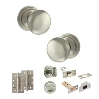 Atlantic - OE58MMKSN Old English Harrogate Door Knob Pack - Satin Nickel