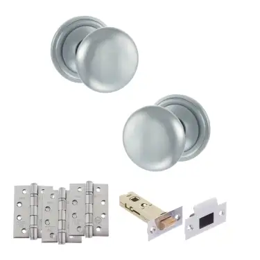 Click Here To Enlarge This Photo Of Atlantic - OE58MMKSC Old English Harrogate Door Knob Pack - Satin Chrome