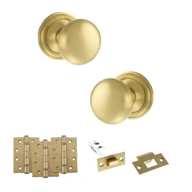 Click Here To Enlarge This Photo Of Atlantic - OE58MMKSB Old English Harrogate Door Knob Pack - Satin Brass
