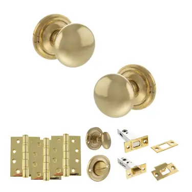 Click Here To Enlarge This Photo Of Atlantic - OE58MMKRB Old English Harrogate Door Knob Pack - Raw Brass