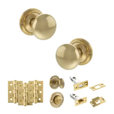 Click Here To Enlarge This Photo Of Atlantic - OE58MMKRB Old English Harrogate Door Knob Pack - Raw Brass