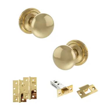 Click Here To Enlarge This Photo Of Atlantic - OE58MMKRB Old English Harrogate Door Knob Pack - Raw Brass