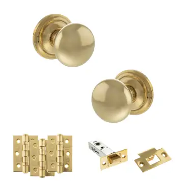 Click Here To Enlarge This Photo Of Atlantic - OE58MMKRB Old English Harrogate Door Knob Pack - Raw Brass