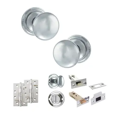 Click Here To Enlarge This Photo Of Atlantic - OE58MMKPC Old English Harrogate Door Knob Pack - Polished Chrome