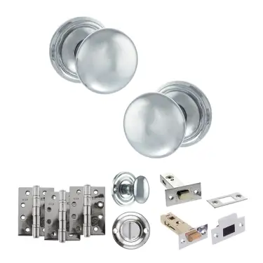 Click Here To Enlarge This Photo Of Atlantic - OE58MMKPC Old English Harrogate Door Knob Pack - Polished Chrome