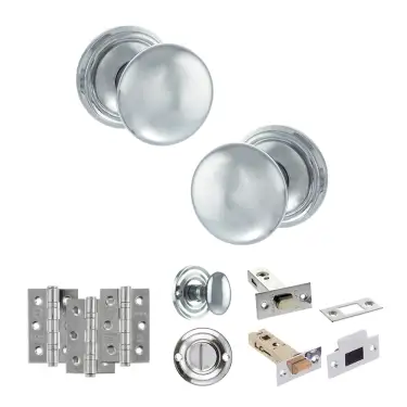 Click Here To Enlarge This Photo Of Atlantic - OE58MMKPC Old English Harrogate Door Knob Pack - Polished Chrome