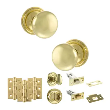 Click Here To Enlarge This Photo Of Atlantic - OE58MMKPB Old English Harrogate Door Knob Pack - Polished Brass
