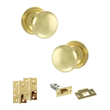 Click Here To Enlarge This Photo Of Atlantic - OE58MMKPB Old English Harrogate Door Knob Pack - Polished Brass