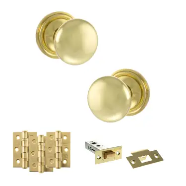 Click Here To Enlarge This Photo Of Atlantic - OE58MMKPB Old English Harrogate Door Knob Pack - Polished Brass