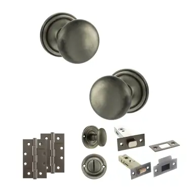 Click Here To Enlarge This Photo Of Atlantic - OE58MMKMBN Old English Harrogate Door Knob Pack - Matt Gun Metal