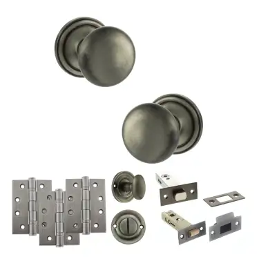 Click Here To Enlarge This Photo Of Atlantic - OE58MMKMBN Old English Harrogate Door Knob Pack - Matt Gun Metal