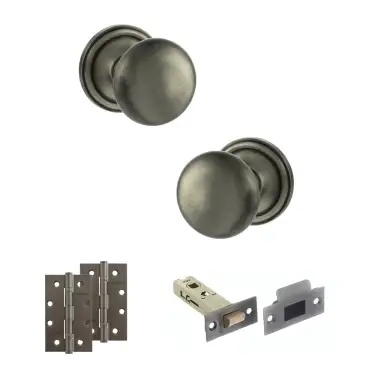 Click Here To Enlarge This Photo Of Atlantic - OE58MMKMBN Old English Harrogate Door Knob Pack - Matt Gun Metal
