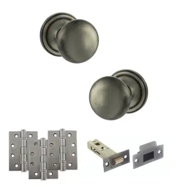 Click Here To Enlarge This Photo Of Atlantic - OE58MMKMBN Old English Harrogate Door Knob Pack - Matt Gun Metal