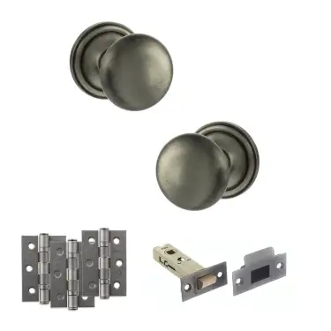 Click Here To Enlarge This Photo Of Atlantic - OE58MMKMBN Old English Harrogate Door Knob Pack - Matt Gun Metal