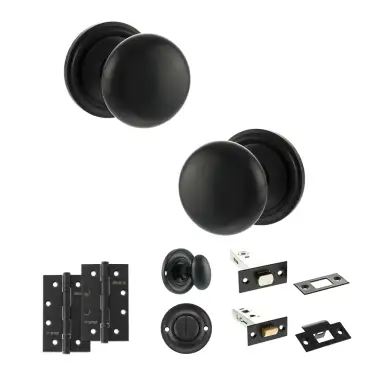 Click Here To Enlarge This Photo Of Atlantic - OE58MMKMB Old English Harrogate Door Knob Pack - Matt Black
