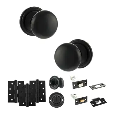Click Here To Enlarge This Photo Of Atlantic - OE58MMKMB Old English Harrogate Door Knob Pack - Matt Black