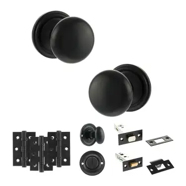 Click Here To Enlarge This Photo Of Atlantic - OE58MMKMB Old English Harrogate Door Knob Pack - Matt Black