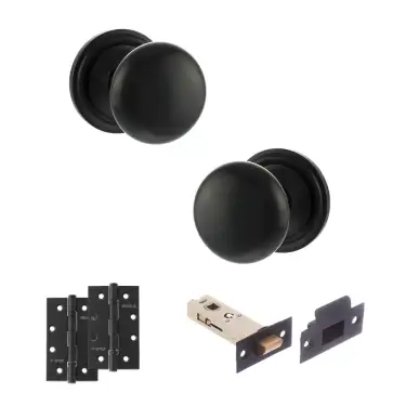 Click Here To Enlarge This Photo Of Atlantic - OE58MMKMB Old English Harrogate Door Knob Pack - Matt Black